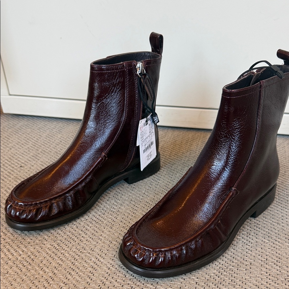 ZARA Burgundy Ankle Boots NEW Size 36 - Picture 4 of 8